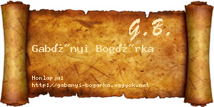 Gabányi Bogárka névjegykártya